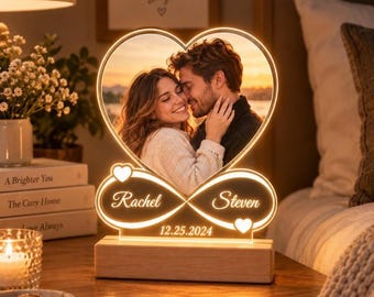 Personalized Photo Night Light, Custom Couple Lamp, Anniversary Gift, Wedding Photo Gift, Acrylic LED Keepsake