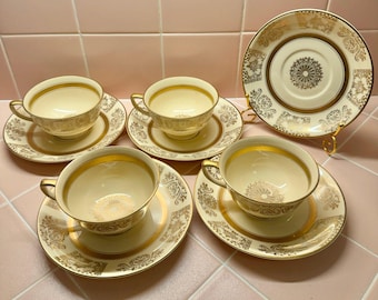 Juego de 4 tazas y platillos vintage Johnson Bros England Victorian JB13