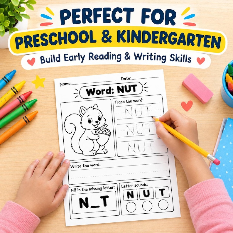 Reception Cvc Practice Writing 100 CVC Word Worksheets, Short Vowel Phonics, Tracing and Writing ...