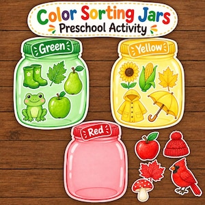 Color Sorting Worksheets for Kids, Color Matching Activity, Preschool Toddler Printable, Sorting Game, Homeschool Learning