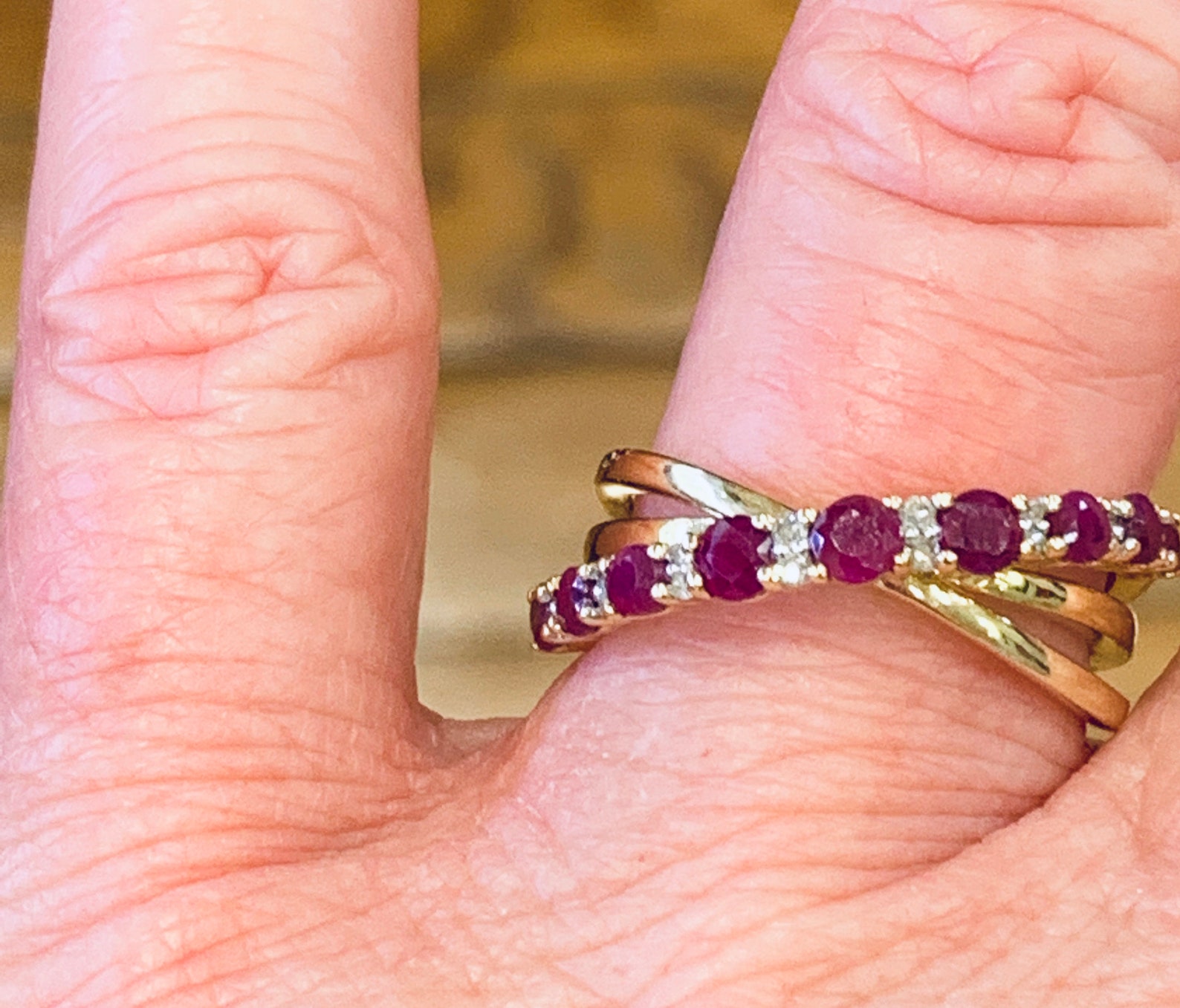 Ruby Ring XOXO Diamond Ruby Wedding Ring 14K Yellow Gold Etsy