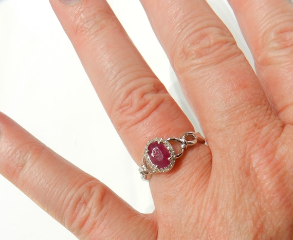 Ruby Ring 14K Ruby Engagement Ring 14K Ruby Diamo… - image 1