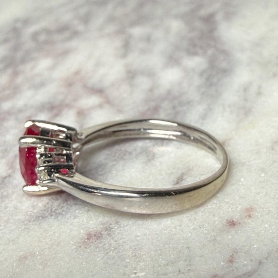 Ruby Ring 14K Natural Ruby Engagement Ring Diamon… - image 8