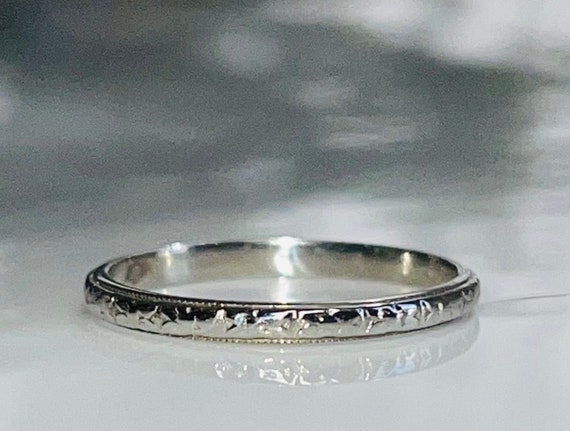 Antique Wedding Ring 18K White Gold Bud and Bloss… - image 3