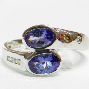 Tanzanite Ring 14K Diamond Tanzanite Ring Bypass Tanzanite Diamond Engagement Ring 14K White Gold Diamond Bypass Anniversary Ring