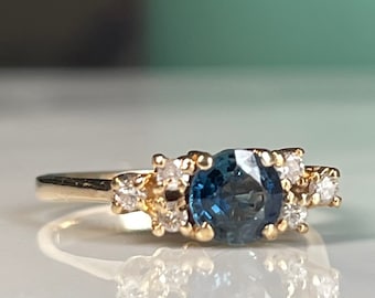 Sapphire Ring 14k Unique Engagement Ring Diamond Blue Sapphire Engagement Ring Kate Ring Unique Engagement 14K Ring
