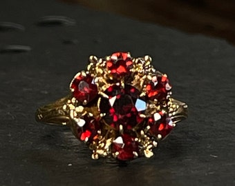 Garnet Ring Antique Art Deco 10K Garnet Orange Blossom Bohemian Garnet Ring Vintage Antique Garnet Engagement Ring Dark Academia Estate