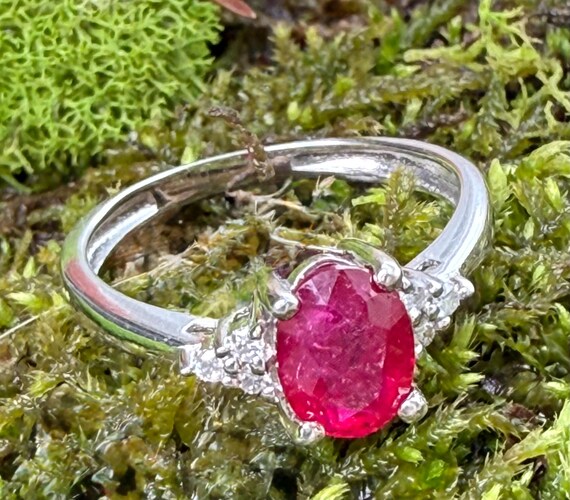 Ruby Engagement Ring Diamond Natural Ruby Ring 14… - image 17