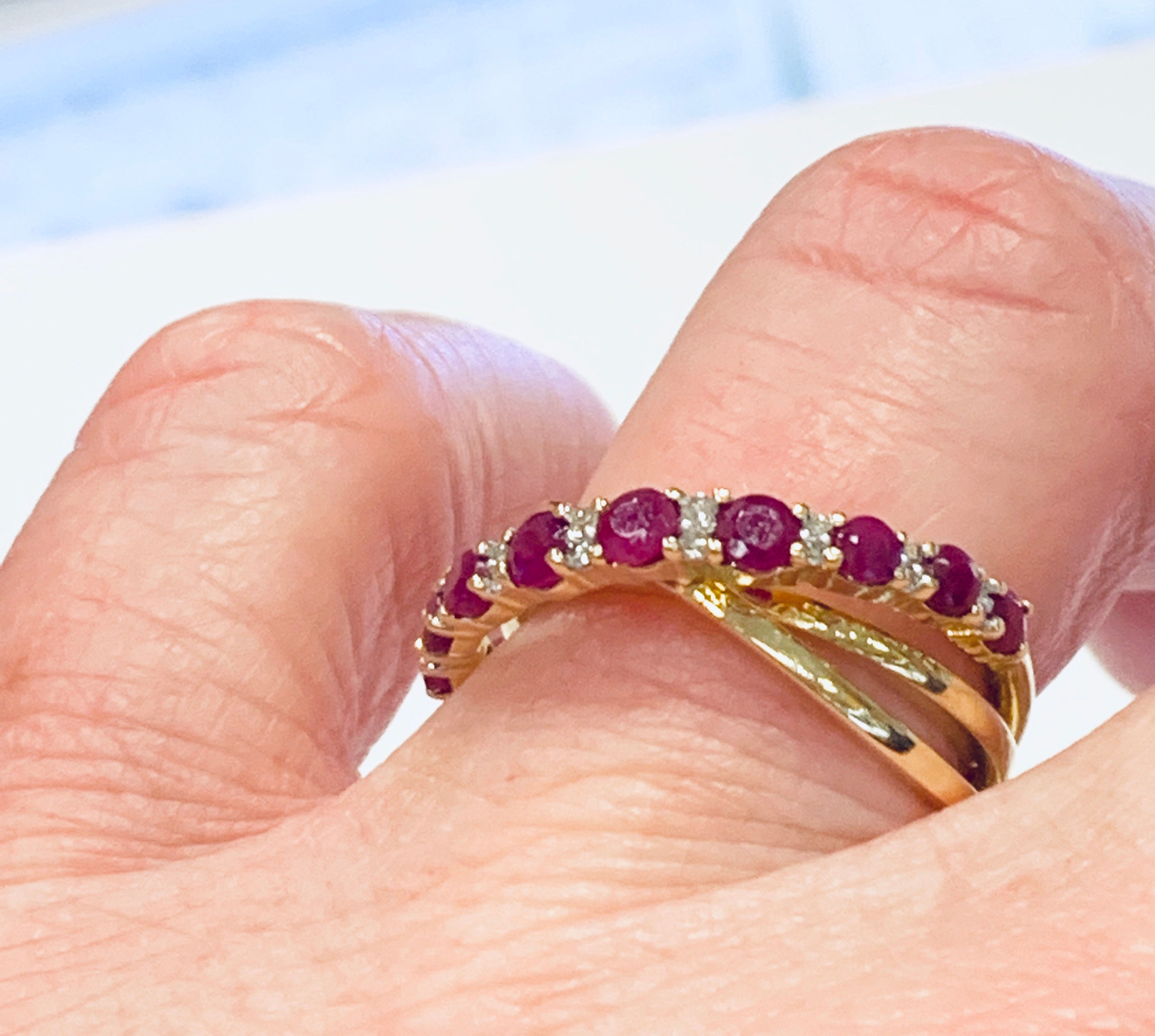 Ruby Ring XOXO Diamante Ruby Wedding Ring 14K Giallo Oro Etsy