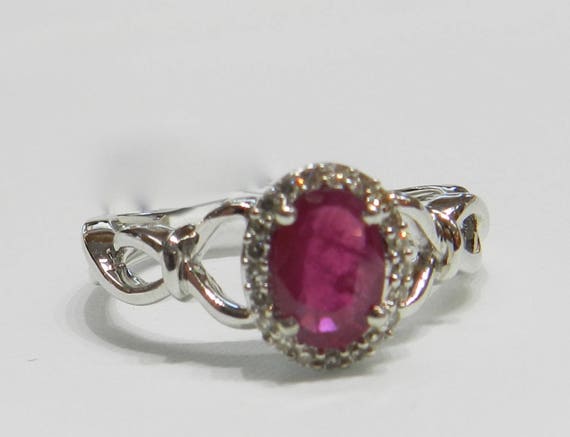 Ruby Ring 14K Ruby Engagement Ring 14K Ruby Diamo… - image 4