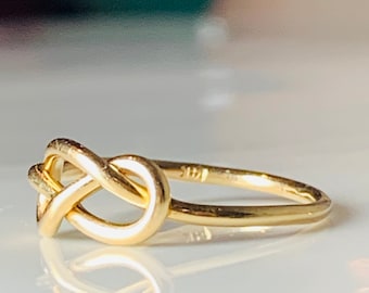 14k Infinity Knot Ring Vintage Hand Wrought Ring Love Knot Ring Romantic Gift for Her Cabin Core Aesthetic Cabincore