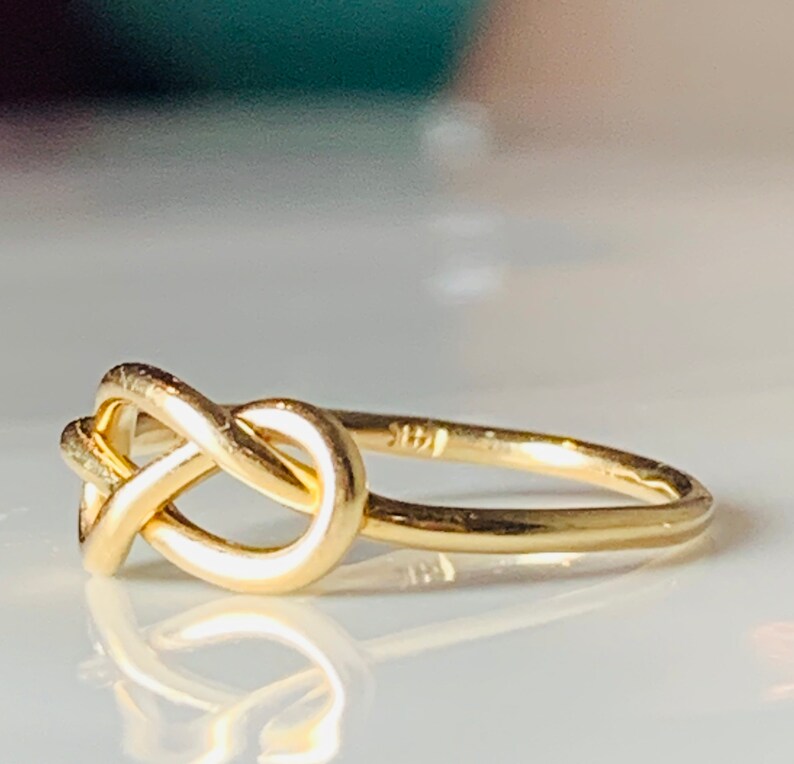 14k Infinity Knot Ring Vintage Hand Wrought Ring Love Knot Ring Romantic Gift for Her Cabin Core Aesthetic Cabincore image 2