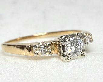 Engagement Ring Old European Cut Diamond Ring 14K Art Deco Vintage Engagement Ring 1920s 1930s Art Deco Jewelry