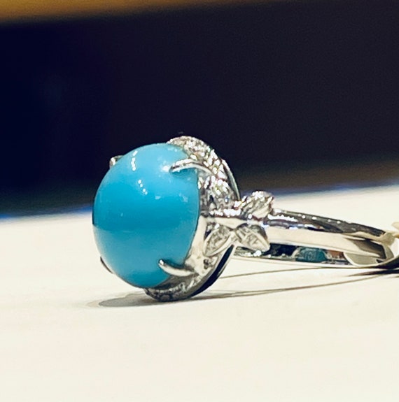 Turquoise Ring 18K Gold Ring Diamond Turquoise Ca… - image 1