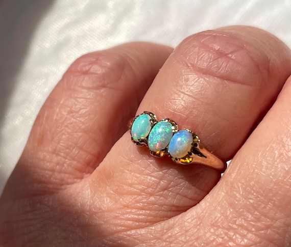 Opal Ring Australian Opal Victorian Ring 1800s En… - image 8