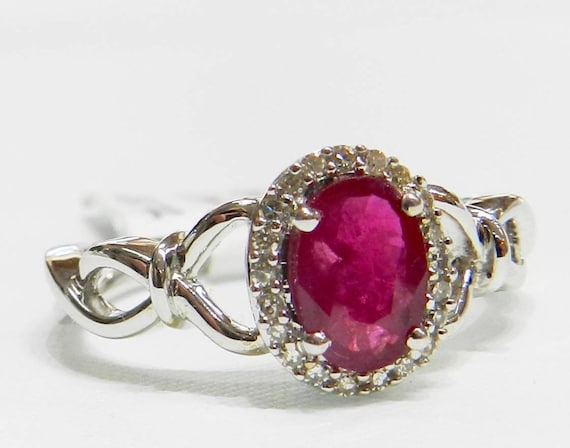 Ruby Ring 14K Ruby Engagement Ring 14K Ruby Diamo… - image 3