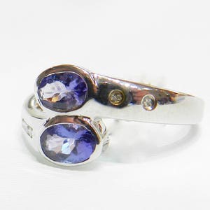 Tanzanite Ring 14K Diamond Tanzanite Ring Bypass Tanzanite Diamond Engagement Ring 14K White Gold Diamond Bypass Anniversary Ring