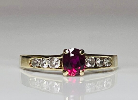 Ruby Ring 14K Yellow Gold Engagement Ring Diamond… - image 4