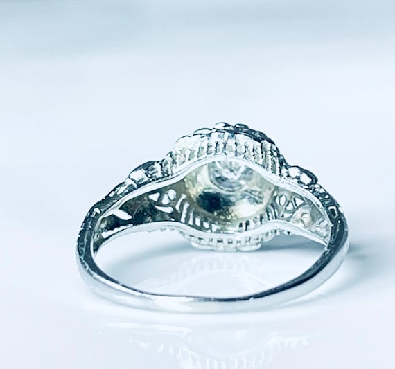 Art Deco Diamond Ring 14K Filigree Diamond Filigr… - image 8
