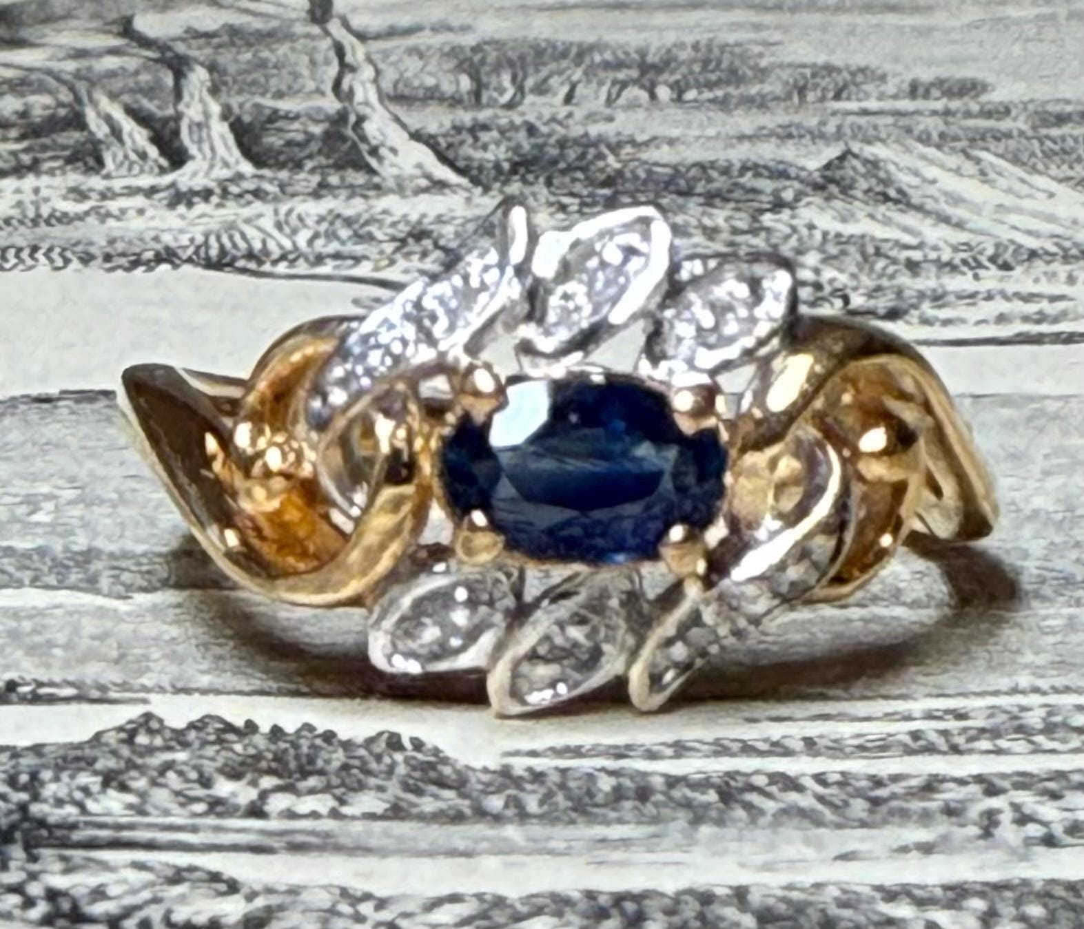 14k サファイア　指輪 サファイアリング 14Kゴールド 天然ブルーサファイア ダイヤモンド