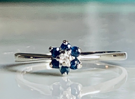 Blue Sapphire Ring 10K White Gold Genuine Navy Blue … - Gem