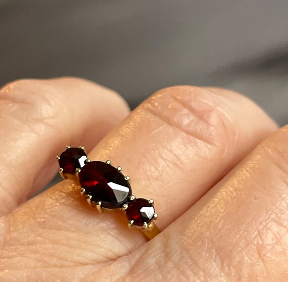 Garnet Ring 14K Rose Cut Garnet Vintage Engagemen… - image 9