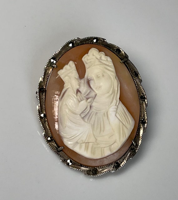 Cameo Pendant Antique Religious Catholic Cameo Pendant Italian