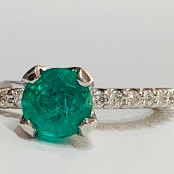 Emerald Ring Platinum Colombian Emerald Diamond Engagement Ring Emerald Engagement Diamond Emerald May Birthstone
