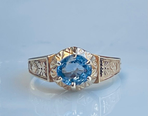 Sapphire Ring 14k One Carat Ceylon Blue Sapphire … - image 4