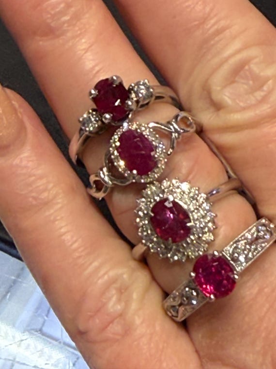 Ruby Ring Platinum Diamond Ruby Ring Vintage Enga… - image 8