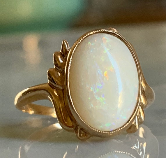 Opal Ring Australian Opal Engagement Ring 10K Soli