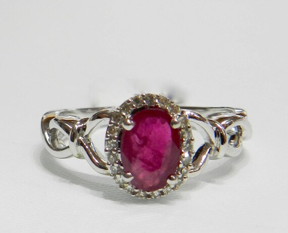 Ruby Ring 14K Ruby Engagement Ring 14K Ruby Diamo… - image 5