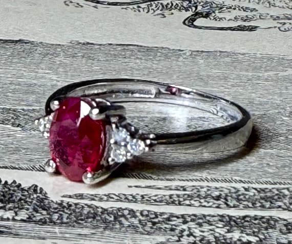 Ruby Engagement Ring Diamond Natural Ruby Ring 14… - image 3
