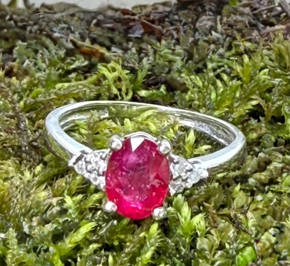 Ruby Engagement Ring Diamond Natural Ruby Ring 14… - image 14