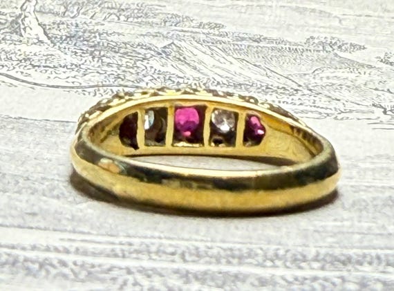 Ruby Ring 18K Vintage Ruby Engagement Ring Antiqu… - image 15