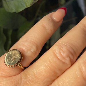 Signet Ring Initial L Vintage Gold Ring 10K Gold Signet Ring Antique Pinky Ring Monogram Ring Initial S Gift for Him Her Birthday image 7