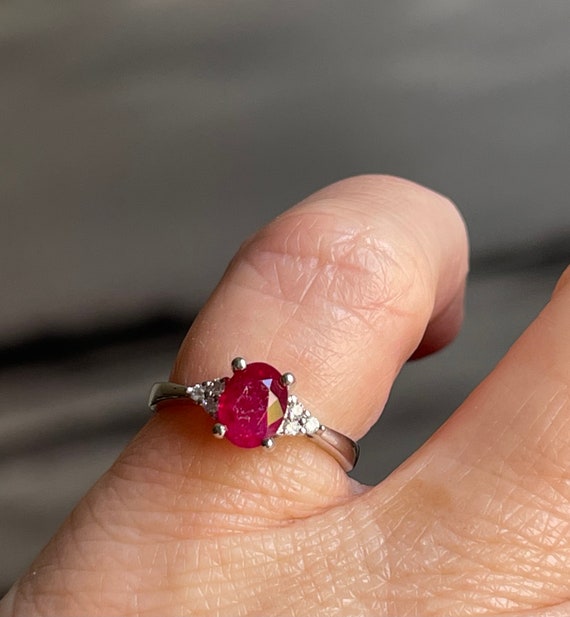 Ruby Engagement Ring Diamond Natural Ruby Ring 14… - image 9