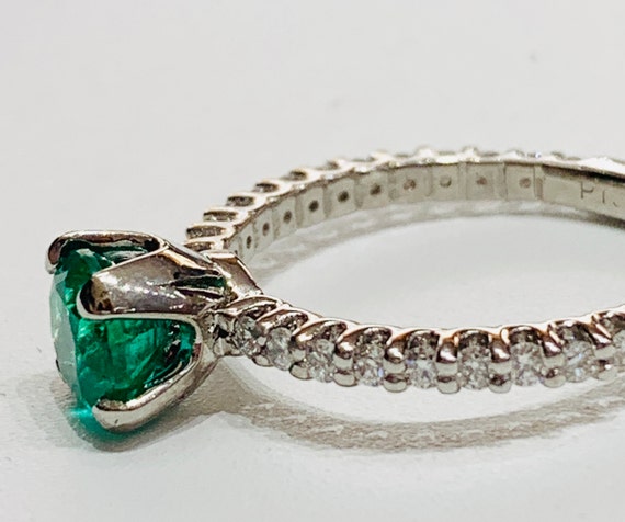 Platinum Emerald Ring Genuine Colombian Emerald Di