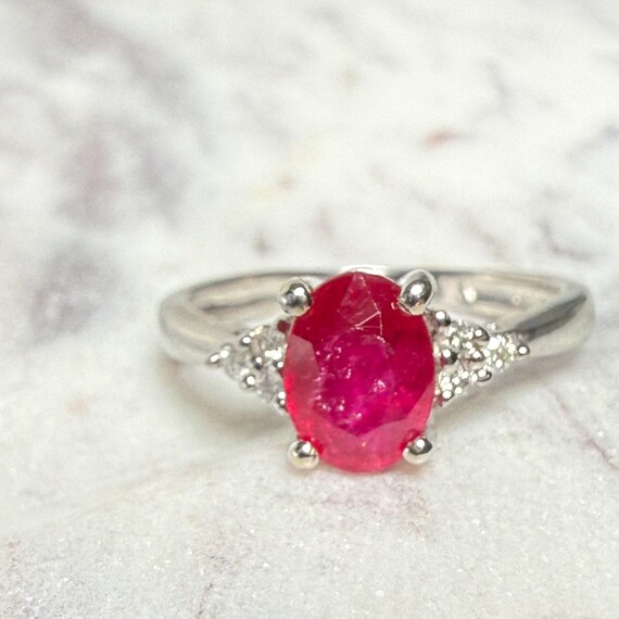 Ruby Ring 14K Natural Ruby Engagement Ring Diamon… - image 6