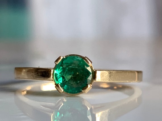 Emerald Ring 14k Round Cut Colombian Emerald Ring… - image 10