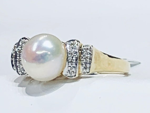 Pearl Ring 14k Diamond Pearl Engagement Ring Pearl