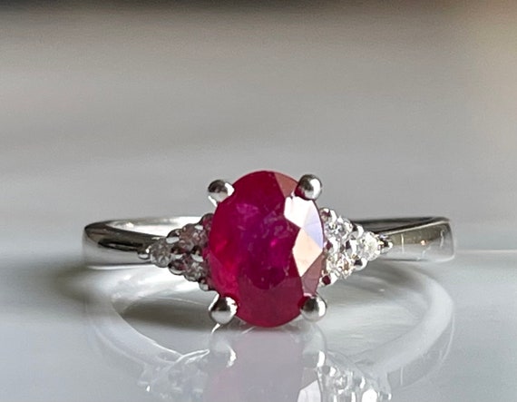 Ruby Engagement Ring Diamond Natural Ruby Ring 14… - image 4