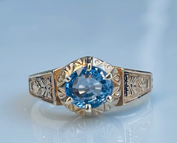 Sapphire Ring 14k One Carat Ceylon Blue Sapphire … - image 1