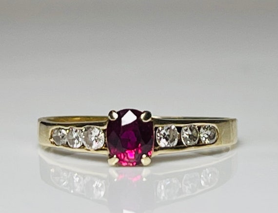 Ruby Ring 14K Yellow Gold Engagement Ring Diamond… - image 9