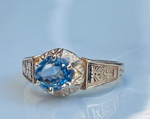 Sapphire Ring 14k One Carat Ceylon Blue Sapphire … - image 2