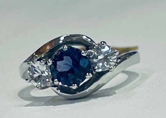 Iolite Ring Solid 18K Engagement Ring Genuine .75… - image 6