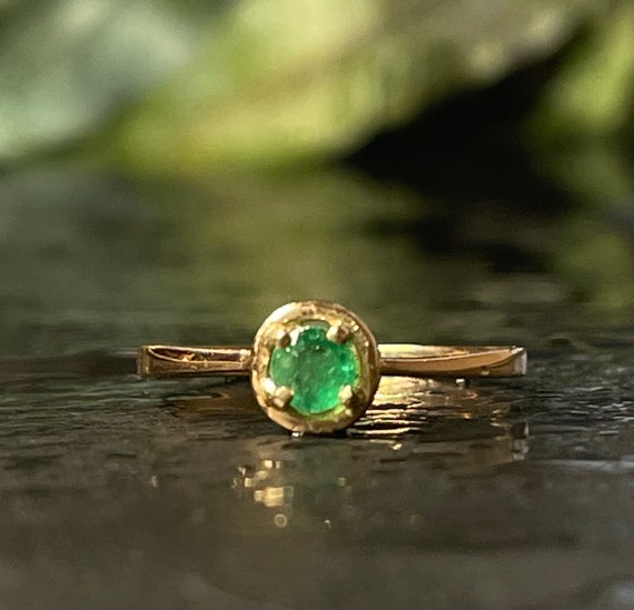 Emerald Ring 18K Colombian Emerald Ring Emerald R… - image 1