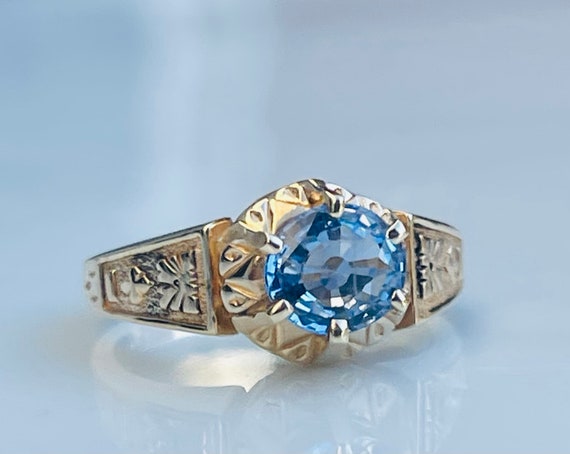 Sapphire Ring 14k One Carat Ceylon Blue Sapphire … - image 3