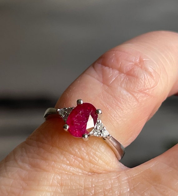 Ruby Engagement Ring Diamond Natural Ruby Ring 14… - image 6