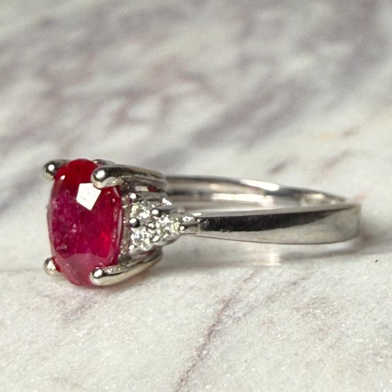 Ruby Ring 14K Natural Ruby Engagement Ring Diamon… - image 15